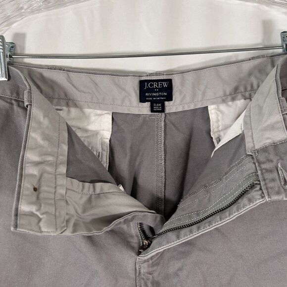 J Crew Shorts Men's 34W Grey Chino Rivington 100% Cotton Button Zip Short - Picture 6 of 9
